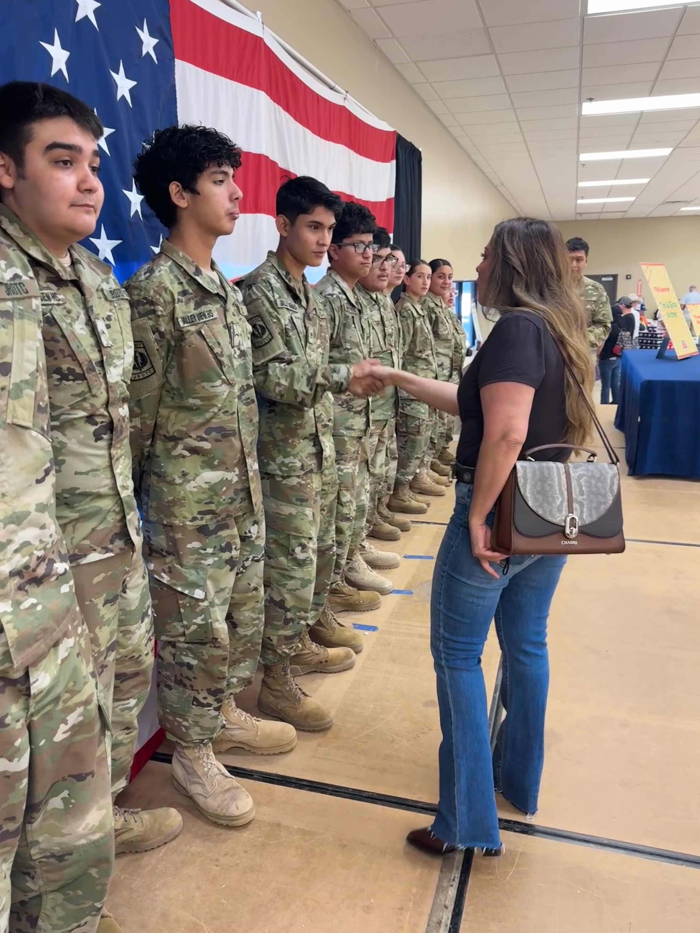 Military JROTC cadets event with American flag